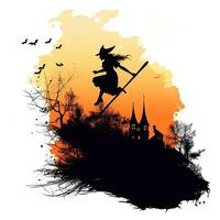 Hexe Halloween Clip Art Illustration Vektor T-Shirt Design Aufkleber Schnitt Sammelalbum Orange tätowieren foto