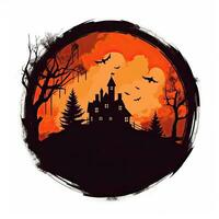 Vampir Schloss Haus Halloween Clip Art Illustration Vektor T-Shirt Design Schnitt Sammelalbum tätowieren foto