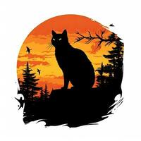 schwarz Katze Kitty Halloween Clip Art Illustration Vektor T-Shirt Design Aufkleber Schnitt Sammelalbum tätowieren foto