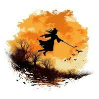 Hexe Halloween Clip Art Illustration Vektor T-Shirt Design Aufkleber Schnitt Sammelalbum Orange tätowieren foto