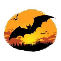 Schläger Mond Halloween Clip Art Illustration Vektor T-Shirt Design Aufkleber Schnitt Sammelalbum Orange tätowieren foto