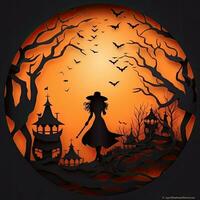 Hexe Halloween Clip Art Illustration Vektor T-Shirt Design Aufkleber Schnitt Sammelalbum Orange tätowieren foto