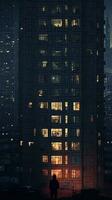 düster Sowjet Gebäude Russland depressiv Komfort Hintergrund Smartphone Foto Fassade Nacht Beleuchtung