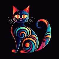 Katze Kitty Neon- Symbol Logo Halloween süß unheimlich hell Illustration tätowieren isoliert Vektor foto