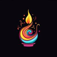 Kerze Flamme Feuer Neon- Symbol Logo Halloween süß unheimlich hell Illustration tätowieren isoliert Vektor foto
