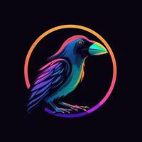 Rabe Vogel Neon- Symbol Logo Halloween süß unheimlich hell Illustration tätowieren isoliert Vektor foto