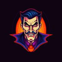 Vampir Dracula Neon- Symbol Logo Halloween süß unheimlich hell Illustration tätowieren isoliert Vektor foto