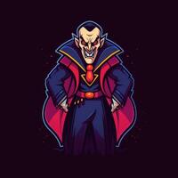 Vampir Dracula Neon- Symbol Logo Halloween süß unheimlich hell Illustration tätowieren isoliert Vektor foto