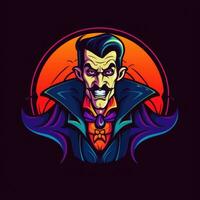 Vampir Dracula Neon- Symbol Logo Halloween süß unheimlich hell Illustration tätowieren isoliert Vektor foto