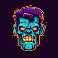 Frankenstein Zombie Neon- Symbol Logo Halloween unheimlich hell Illustration tätowieren isoliert Vektor foto