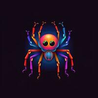 Spinne Netz Neon- Symbol Logo Halloween süß unheimlich hell Illustration tätowieren isoliert Vektor foto