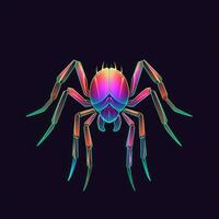 Spinne Netz Neon- Symbol Logo Halloween süß unheimlich hell Illustration tätowieren isoliert Vektor foto