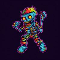 Gehen tot Zombie Neon- Symbol Logo Halloween unheimlich hell Illustration tätowieren isoliert Vektor foto