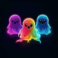 Gruppe Spirituosen Geister Neon- Symbol Logo Halloween unheimlich hell Illustration tätowieren isoliert Vektor foto