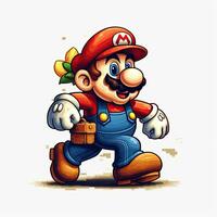 Mario retro Jahrgang 8 Bit Pixel Clip Art Aufkleber Logo Illustration Vektor isoliert Digital Kunst foto