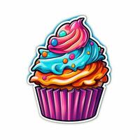 Cupcake Aufkleber Gekritzel Zeichnung Clip Art isoliert Illustration Süss tätowieren Design Logo Symbol foto