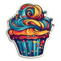 Cupcake Aufkleber Gekritzel Zeichnung Clip Art isoliert Illustration Süss tätowieren Design Logo Symbol foto