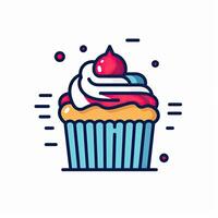 Cupcake Aufkleber Gekritzel Zeichnung Clip Art isoliert Illustration Süss tätowieren Design Logo Symbol foto