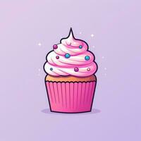 Cupcake Aufkleber Gekritzel Zeichnung Clip Art isoliert Illustration Süss tätowieren Design Logo Symbol foto