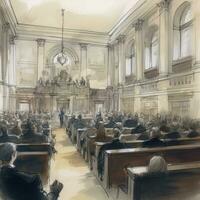 Bundes legal Politik skizzieren Parlament Demokratie Hand Geschwindigkeit Zeichnung aquarelle Aquarell foto
