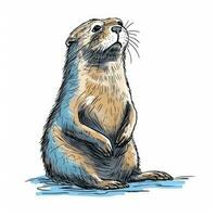 Otter skizzieren Aquarell Grafik Illustration süß Clip Art zeichnen Wasser Wildfrau foto