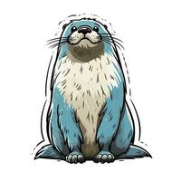 Otter skizzieren Aquarell Grafik Illustration süß Clip Art zeichnen Wasser Wildfrau foto