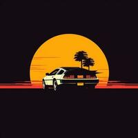 delorean Auto zurück zu das Zukunft minimalistisch Kunst Illustration Hintergrund Poster Film foto