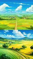 fabelhaft Panorama Landschaft Anime hell Freiheit Inspiration Hintergrund Smartphone Illustration foto