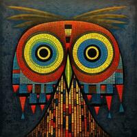 Adler Eule Kubismus Kunst Öl Gemälde abstrakt geometrisch komisch Gekritzel Illustration Poster Tätowierung foto