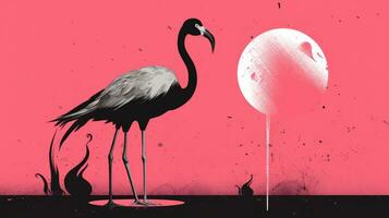 Flamingo ausdrucksvoll Kinder Illustration Gemälde Sammelalbum Hand gezeichnet Kunstwerk süß Karikatur foto