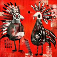 Vögel ausdrucksvoll Kinder Tier Illustration Gemälde Sammelalbum Hand gezeichnet Kunstwerk süß Karikatur foto