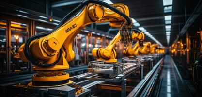 Roboter Arm Versammlung Maschine Fabrik Werkstatt Funken Foto Herstellung automatisiert Produktion