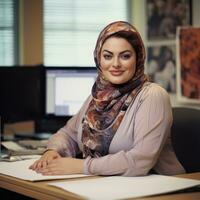 Arabisch Hijab Plus Größe glücklich kurvig Manager modern Büro erfolgreich Job Geschäft Frau Foto