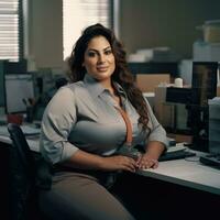 Arabisch Hijab Plus Größe glücklich kurvig Manager modern Büro erfolgreich Job Geschäft Frau Foto
