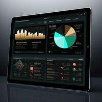 Tablette Attrappe, Lehrmodell, Simulation ui Schnittstelle Statistik Graph Diagramm Bildschirm Webseite Präsentation Instrumententafel Vorlage foto