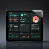 Tablette Attrappe, Lehrmodell, Simulation ui Schnittstelle Statistik Graph Diagramm Bildschirm Webseite Präsentation Instrumententafel Vorlage foto