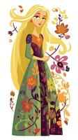 Rapunzel Märchen Charakter Karikatur Illustration Fantasie süß Zeichnung Buch Kunst Poster Grafik foto