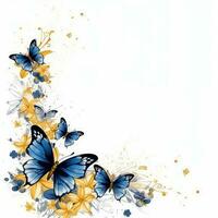 Schmetterling Blumen- Rahmen Gruß Karte Scrapbooking Aquarell sanft Illustration Rand Hochzeit foto