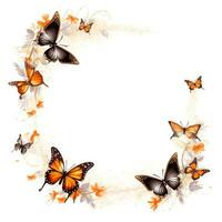 Schmetterling Blumen- Rahmen Gruß Karte Scrapbooking Aquarell sanft Illustration Rand Hochzeit foto