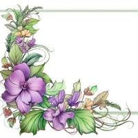Blumen- Rahmen Gruß Karte Scrapbooking Aquarell sanft Illustration Rand Hochzeit Blumen foto