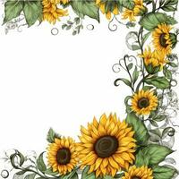 Sonnenblume Rahmen Gruß Karte Scrapbooking Aquarell sanft Illustration Rand Hochzeit foto