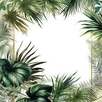 Palme Blätter Blumen- Rahmen Gruß Karte Scrapbooking Aquarell sanft Illustration Rand Hochzeit foto