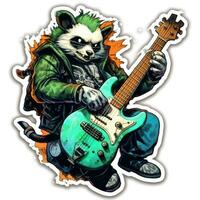 Panda Bass Gitarre tätowieren Aufkleber Illustration Halloween unheimlich gruselig Grusel verrückt Teufel foto