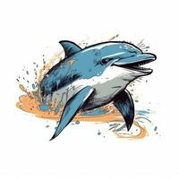 Delfin skizzieren Karikatur Schlaganfall Gekritzel Illustration Vektor Hand gezeichnet verrückt Maskottchen Clip Art foto