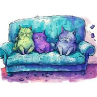 Schlafen Katzen skizzieren Karikatur Schlaganfall Gekritzel Illustration Vektor Hand gezeichnet verrückt Maskottchen Clip Art foto