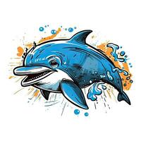 Delfin skizzieren Karikatur Schlaganfall Gekritzel Illustration Vektor Hand gezeichnet verrückt Maskottchen Clip Art foto