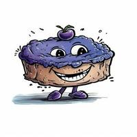 verrückt Blaubeere Kuchen skizzieren Karikatur Schlaganfall Gekritzel Illustration Vektor Hand Maskottchen Clip Art foto