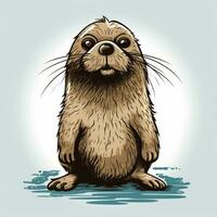 süß Otter skizzieren Karikatur Schlaganfall Gekritzel Illustration Vektor Hand gezeichnet Maskottchen Clip Art foto