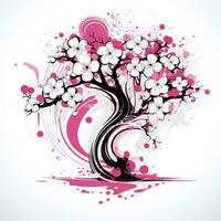 Sakura Baum Kirsche spielerisch Illustration skizzieren Collage ausdrucksvoll Kunstwerk Clip Art Gemälde foto