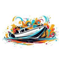 Boot Schiff spielerisch Illustration skizzieren Collage ausdrucksvoll Kunstwerk Clip Art Gemälde foto